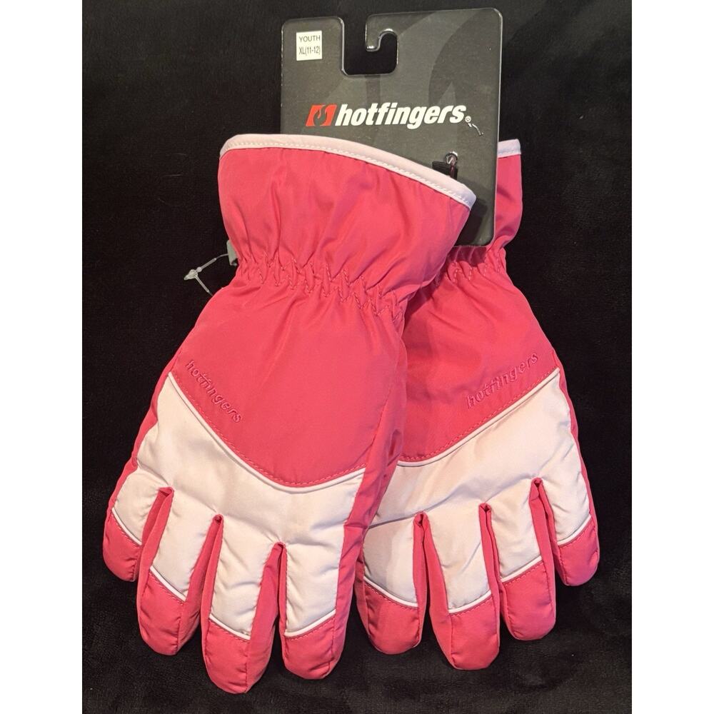 Hotfingers Youth xL (11-12) Insulated Snow Gloves Pink/White New With Tags